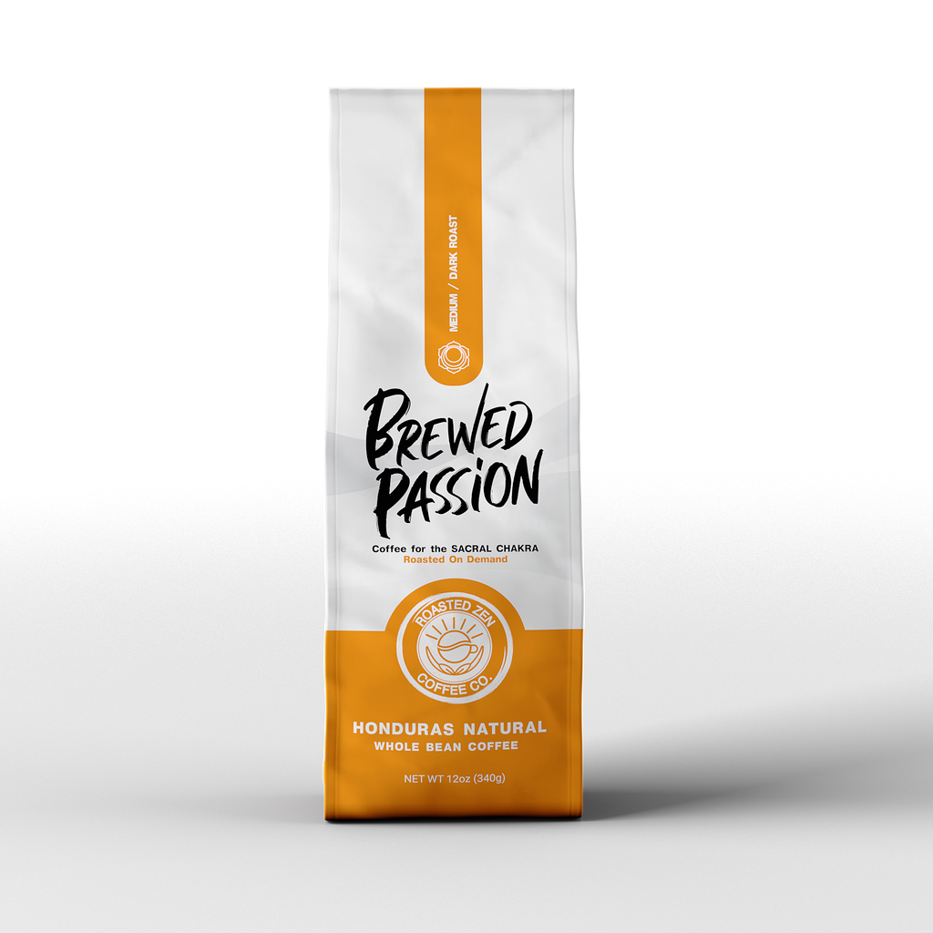 Brewed passion coffee product image focused on the Sacral Chakra